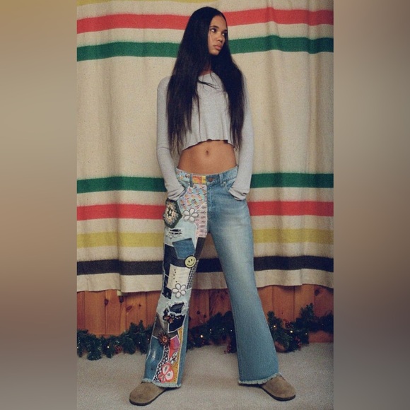 Urban Outfitters Denim - BDG High-Waisted Patchwork Hippie Retro Flare Leg Indigo Craft Jeans NWT Size 25